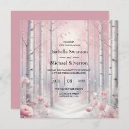 Frosted Petals in a Winter Woodland Wedding 招待状