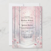 Frosted Petals in a Winter Woodland Wedding 招待状 (正面)