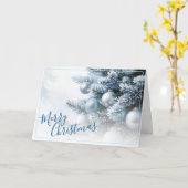 Frosted Pine Merry Christmas Greeting Card カード (黄色い花)