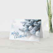 Frosted Pine Merry Christmas Greeting Card カード (正面)