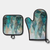 Frosted Pines – Winter Forest  鍋つかみ&鍋敷きセット (正面)