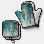 Frosted Pines – Winter Forest  鍋つかみ&鍋敷きセット (正面/裏面)