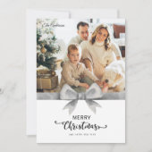 Frosted Silver Custom Photo & Message Christmas シーズンカード (正面)