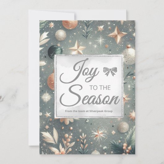 Frosted Silver Script Holiday Card シーズンカード (正面)
