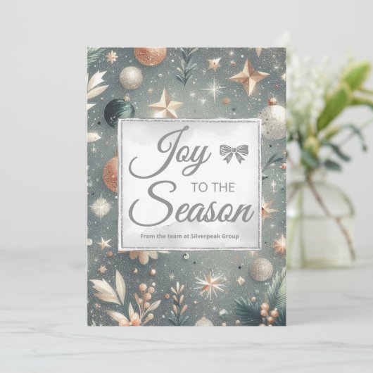 Frosted Silver Script Holiday Card シーズンカード (スタンド正面)