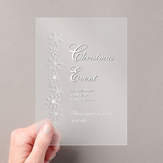 Frosted Snowflake Christmas Acrylic Invitation アクリル招待状 (インサイチュ (ポータブル))