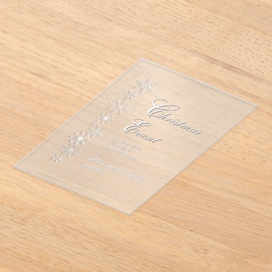 Frosted Snowflake Christmas Acrylic Invitation アクリル招待状 (レイダウン)