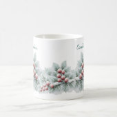 Frosted Winter Berry and Spruce Botanical Holiday コーヒーマグカップ (中央)