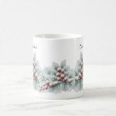 Frosted Winter Berry and Spruce Botanical Holiday モーフィングマグカップ (中央)