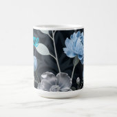 Frosted Winter Floral, Icy Blue & Silver Pattern R コーヒーマグカップ (中央)