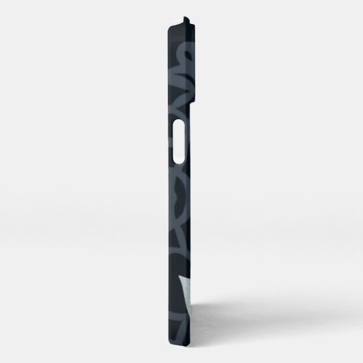 Frosted Winter Floral, Icy Blue & Silver Pattern R iPhoneケース (右側面)