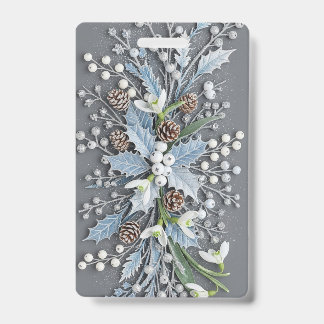 Frosted Winter Snowdrop Floral Arrangement バッジ