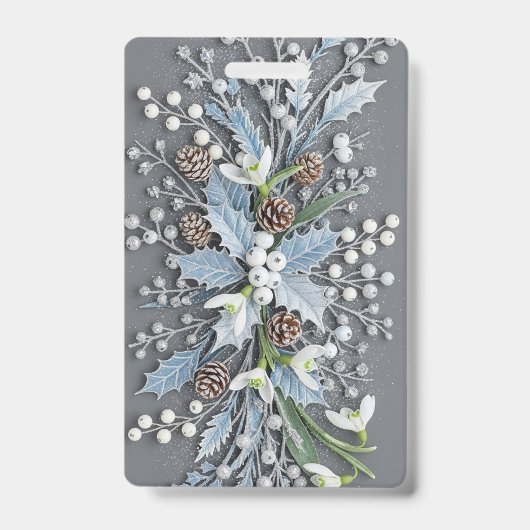 Frosted Winter Snowdrop Floral Arrangement バッジ (正面)