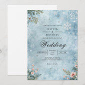 Frosted Winter Snowflakes Wedding 招待状 (正面/裏面)