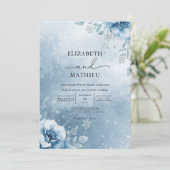 Frosty Azure Floral Wedding 招待状 (スタンド正面)