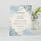 Frosty Blue Botanical Winter Wedding 招待状 (スタンド正面)