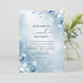 Frosty Blue Floral Wash Wedding 招待状 (スタンド正面)