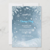 Frosty Blue & White Elegant Christmas Invitation 招待状 (正面)