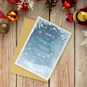 Frosty Blue & White Elegant Christmas Invitation 招待状