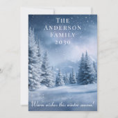 Frosty Blue Winter Landscape Holiday Christmas シーズンカード (正面)