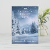 Frosty Blue Winter Landscape Holiday Christmas シーズンカード (スタンド正面)