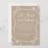 Frosty Bow Taupe Baby Food Challenge Game Sign 招待状 (裏面)