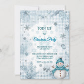 Frosty Elegant Blue & White Frosty Christmas 招待状 (正面)