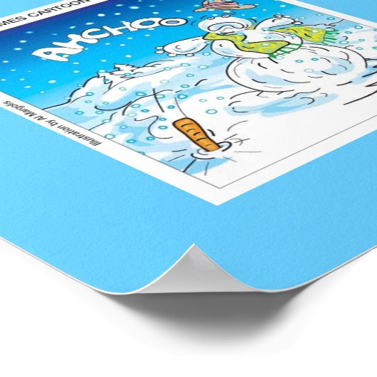 Frosty Fights The Flu Funny Christmas Poster ポスター (角)