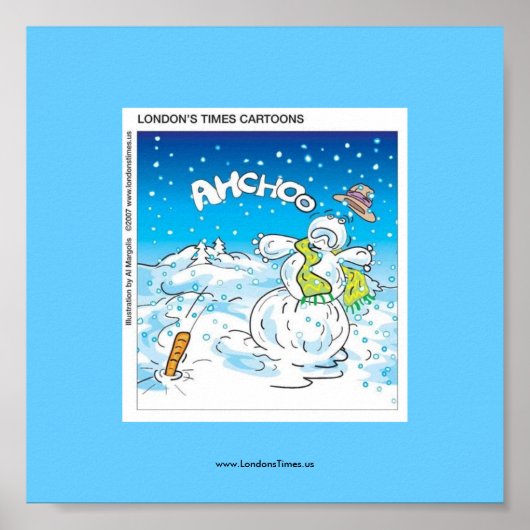 Frosty Fights The Flu Funny Christmas Poster ポスター (正面)