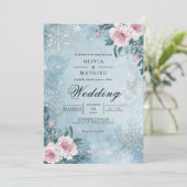 Frosty Floral Winter Scene Wedding 招待状 (スタンド正面)
