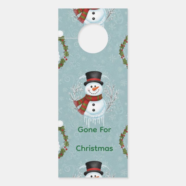 Frosty Gone For Christmas Door Hanger ドアノブサイン (正面)