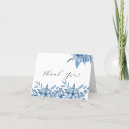 Frosty Grey Blue Floral Wedding Thank You Cards サンキューカード