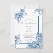 Frosty Grey Blue Wedding Invitation 招待状 (正面)