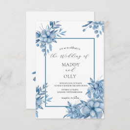 Frosty Grey Blue Wedding Invitation 招待状
