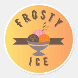 Frosty Ice – Retro Ice Cream Sundae Logo ラウンドシール