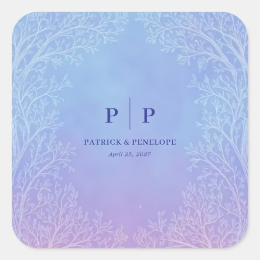 Frosty Lavender Periwinkle Ethereal Tree Arch スクエアシール (正面)
