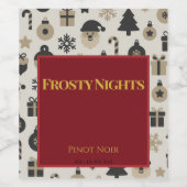 Frosty Nights • Minimalist Christmas Wine Label ワインラベル (シングルラベル)
