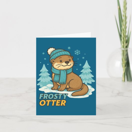 Frosty Otter Winter Charm Art Long Sleeve  カード (正面)