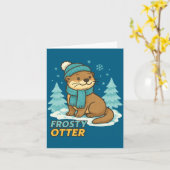 Frosty Otter Winter Charm Art Long Sleeve  カード (黄色い花)