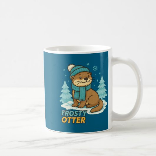 Frosty Otter Winter Charm Art Long Sleeve  コーヒーマグカップ (右)