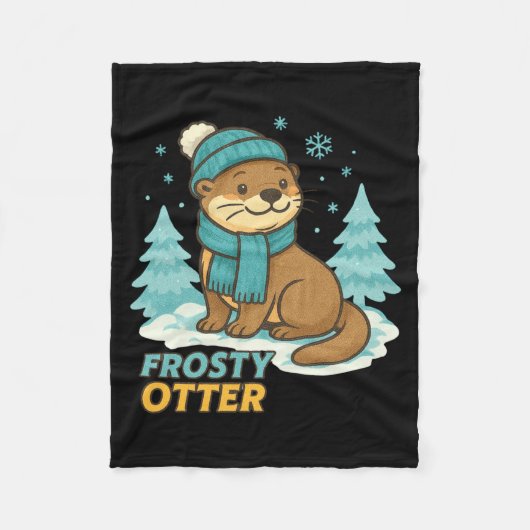 Frosty Otter Winter Charm Art Long Sleeve  フリースブランケット (正面)