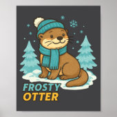 Frosty Otter Winter Charm Art Long Sleeve ポスター (正面)
