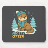 Frosty Otter Winter Charm Art Long Sleeve マウスパッド (正面)