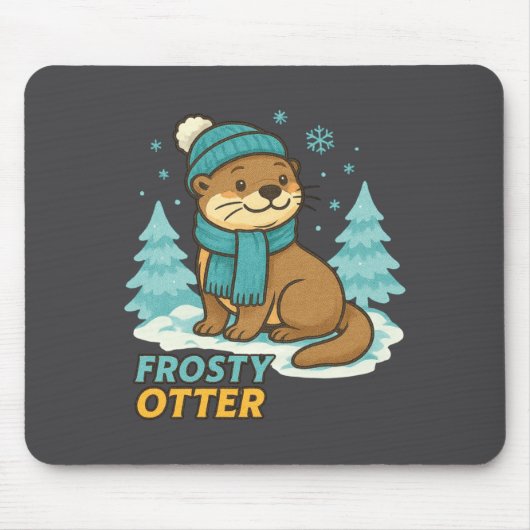 Frosty Otter Winter Charm Art Long Sleeve  マウスパッド (正面)