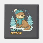 Frosty Otter Winter Charm Art Long Sleeve  マグネット (正面)