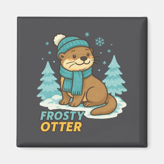 Frosty Otter Winter Charm Art Long Sleeve マグネット (正面)