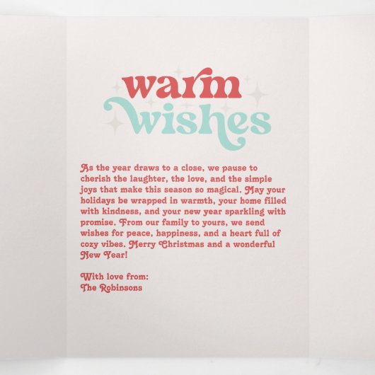 Frosty Peppermint Cozy Vibes Retro Christmas Photo 三つ折りクリスマスカード (内部中)