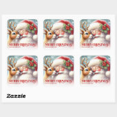 Frosty Personalized Santa and Rudolph Holiday Kids スクエアシール (シート)