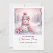 Frosty Pink Coquette Snowman Digital Christmas 招待状 (正面)