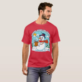 Frosty Runs on Coffee Funny Christmas Design Tシャツ (正面フル)